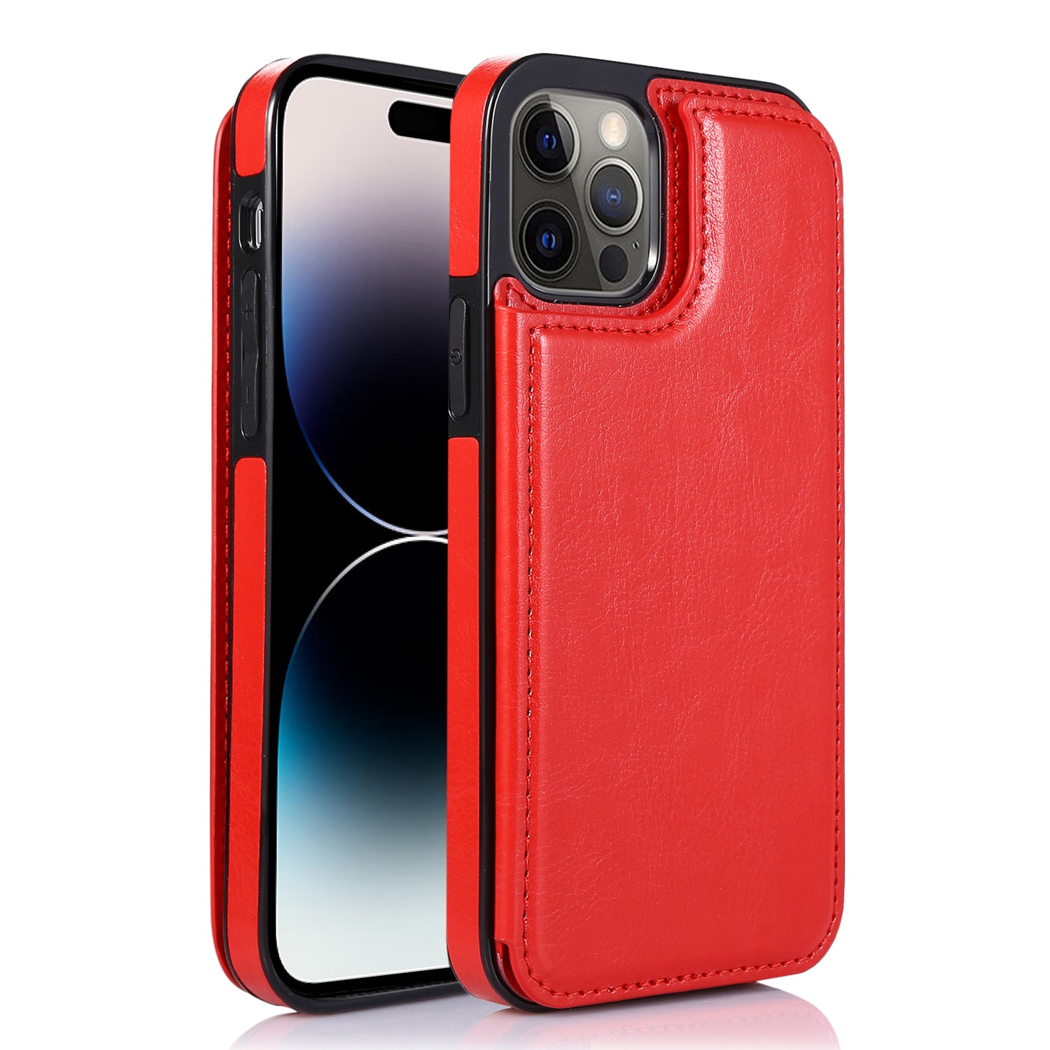For iPhone 14 Pro Crazy Horse Texture Card Holder Kickstand Cover Leather Coated TPU Phone Case For iPhone 14 Pro Crazy Horse Texture Card Holder Kickstand Cover Leather Coated TPU Phone Case